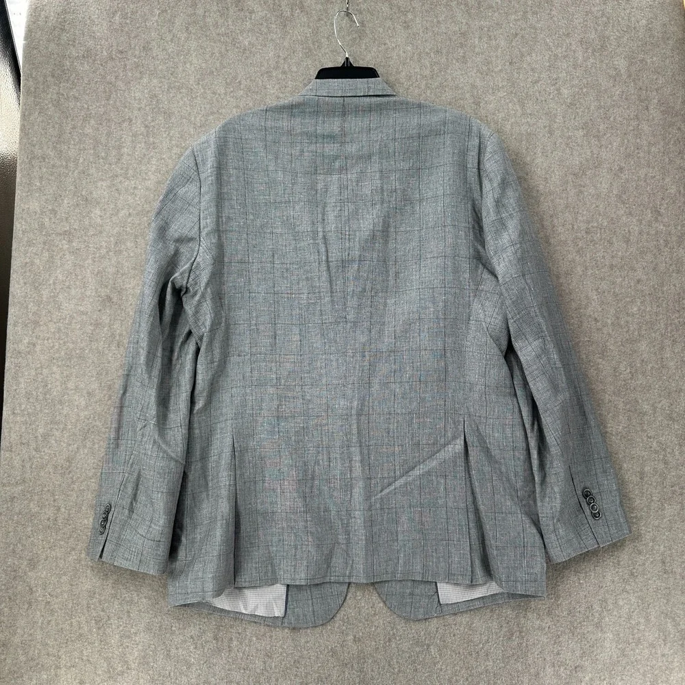 Jos. A. Bank Mens Sports Coat Linen‎ Wool Blazer Jacket Size 44L Grey Windowpane